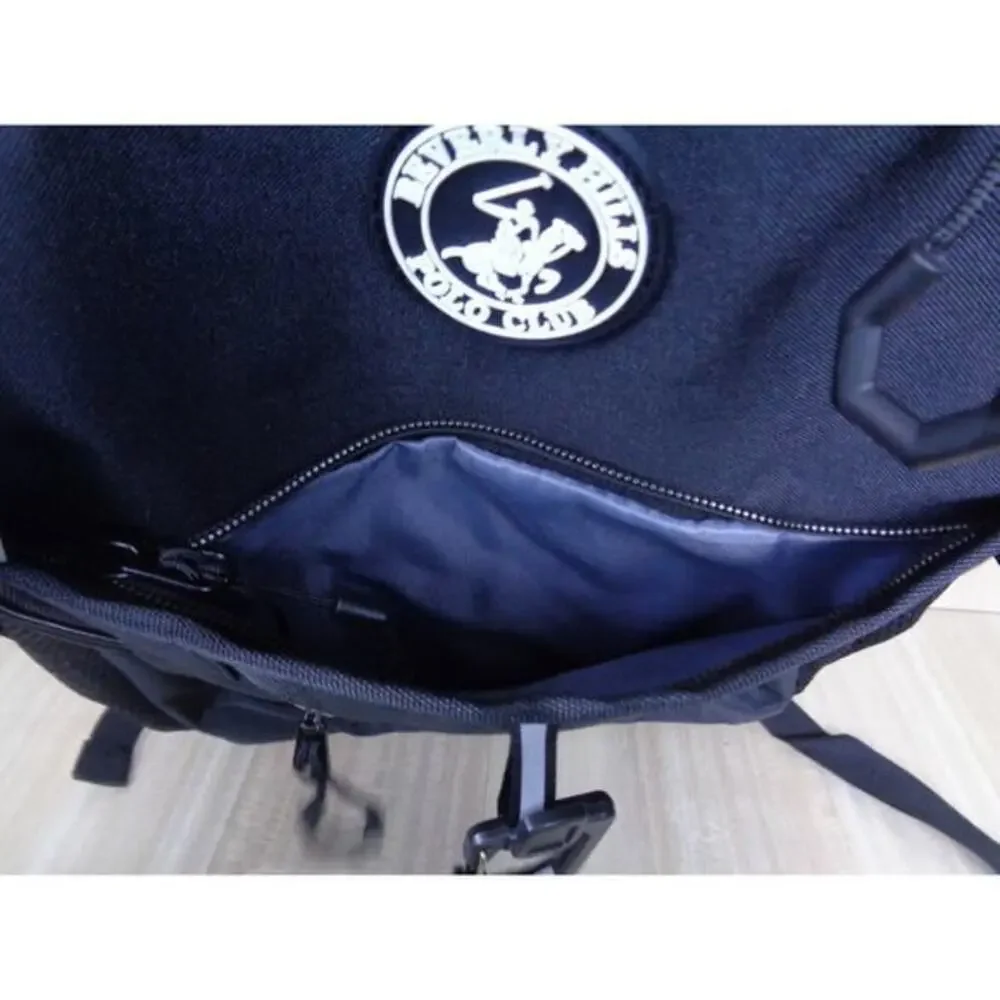Beverly Hills Polo Club BHPC Backpack‎ Black With White Logo Cushioned Straps